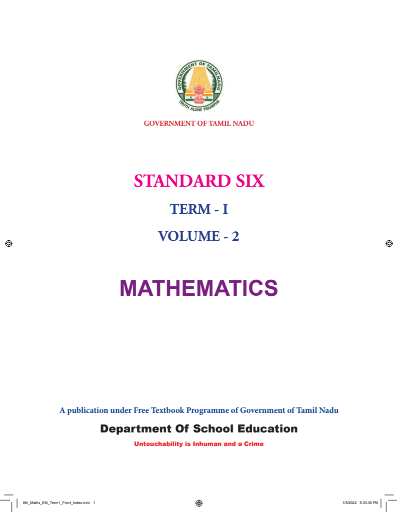 Mathematics – 6th English Medium New Books, Term l