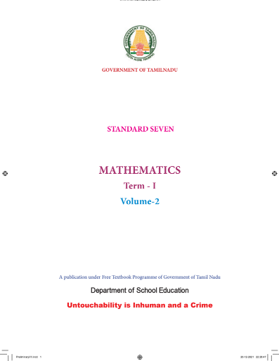 Mathematics – 7th English Medium Books, Term I