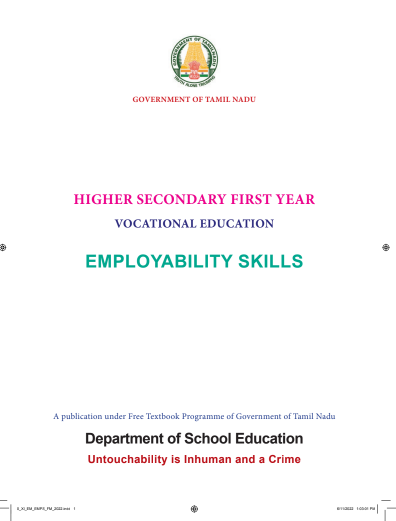Employability Skills, 11 th English – Vocational Subjects book