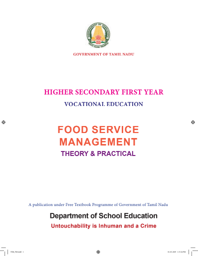 Food Service Management, 11 th English – Vocational Subjects book