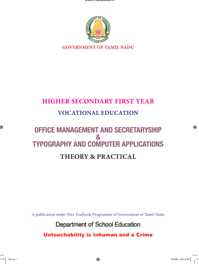 Office Management and Secretaryship & Typography and Computer Applications, 11 th English – Vocational Subjects book