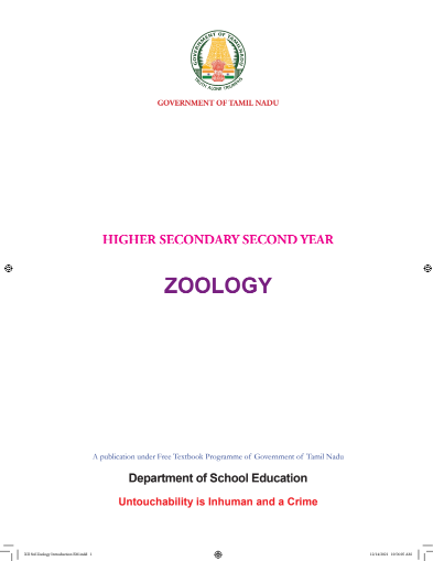 Zoology, 12th English – General Subjects book